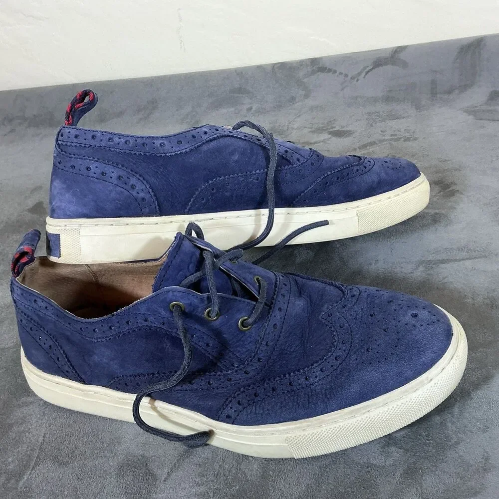 Polo Ralph Lauren Navy Brogued Sneakers Jarrod Wingtip 9 D Leather Shoes